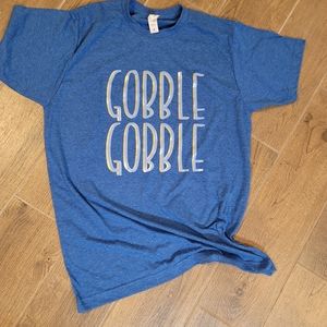 Blue Gobble Gobble / blue on gold